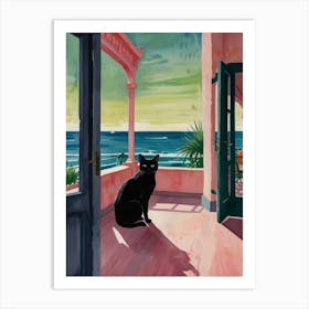 Cat On The Porch Art Print