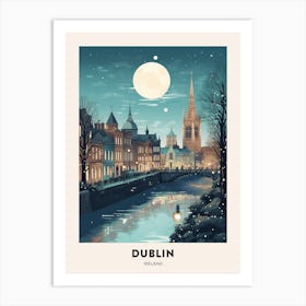 Winter Night  Travel Poster Dublin Ireland 1 Art Print