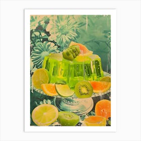 Fruity Lime Green Jelly Retro Collage 1 Art Print