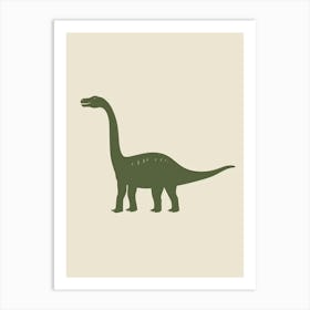 Olive Green Dinosaur Silhouette 1 Art Print