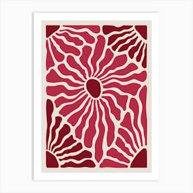 Burgundy Red Floral Botanical Art Art Print