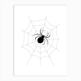 Black Spider In Web Art Print