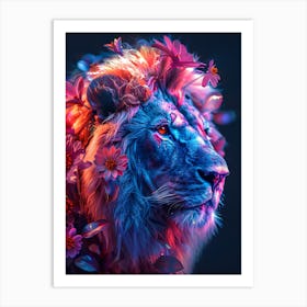 Lion With Flowers 14 Art Print