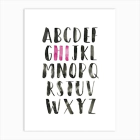 Alphabet Hi Pink Art Print