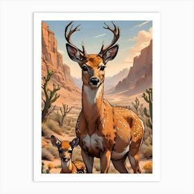 Deer And Fawn Art Print