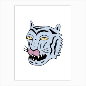 Cute Tiger Head Playful Illustration Art Print