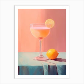 Amaretto Sour Cocktail With Lemon Art Print