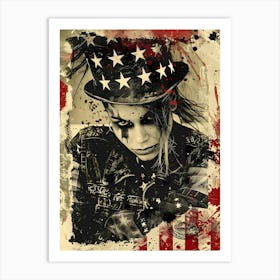 American Patriotic 4th July: US Flag Punk Aesthetic Wall Art Art Print