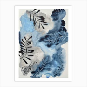 Blue And Black Watercolor Painting Art Print