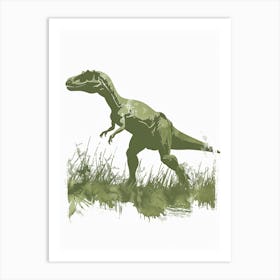 Green Dinosaur Silhouette 6 Art Print