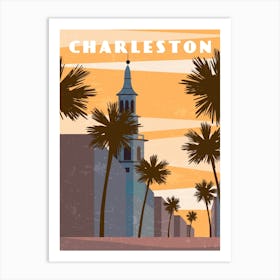 Charleston, USA - Retro travel minimalist poster Art Print