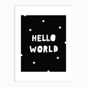 Hello World Black Super Scandi Kids Art Print