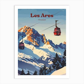 Les Arcs France Ski Resort Art Illustration Art Print