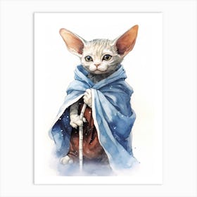 Devon Rex Cat As A Jedi 3 Art Print