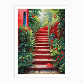 Colorful Stairway With Heart (10) Art Print