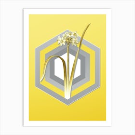 Botanical Cowslip Cupped Daffodil in Gray and Yellow Gradient n.152 Art Print