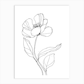 Flower Drawing Minimalist Line Art Monoline Illustration 1 Art Print