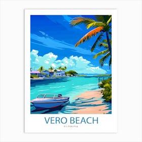 Vero Beach Florida Print Treasure Coast Art Seaside Town Poster Florida Beach Wall Decor Indian River Lagoon Illustration Coastal Paradise 1 Art Print