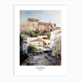 Athens Watercolour Travel Poster 3 Art Print
