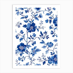 Blue And White Floral Pattern 1 Art Print