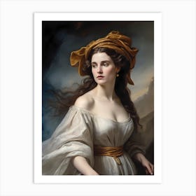 Elegant Classic Woman Portrait Painting (34) Art Print