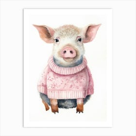 Baby Animal Watercolour Pig 1 Art Print