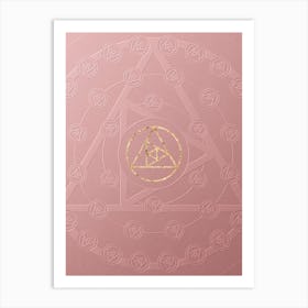 Geometric Gold Glyph on Circle Array in Pink Embossed Paper n.0017 Art Print