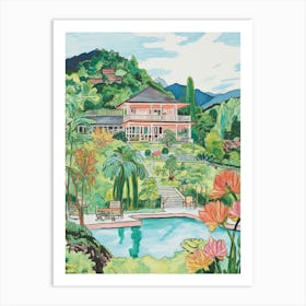 The Homestead   Hot Springs, Virginia   Resort Storybook Illustration 3 Art Print