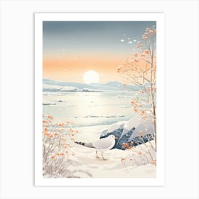 Winter Bird Painting Seagull 1 Art Print