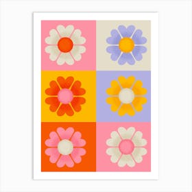 Checkered Flowers Art Print