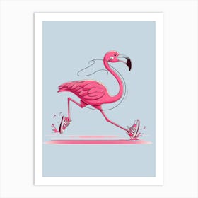 Flamingo Running Art Print