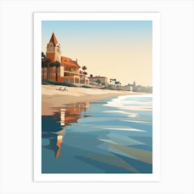 Coronado Beach San Diego California Mediterranean Style Illustration 2 Art Print