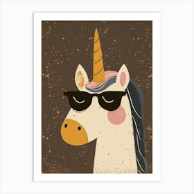 Storybook Style Unicorn With Sunglasses Muted Pastels 2 Art Print