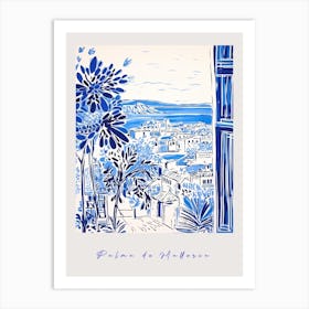 Palma De Mallorca Spain Mediterranean Blue Drawing Poster Art Print