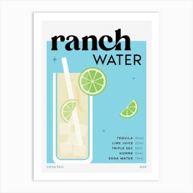 Ranch Water in Blue Cocktail Recipe Art Print