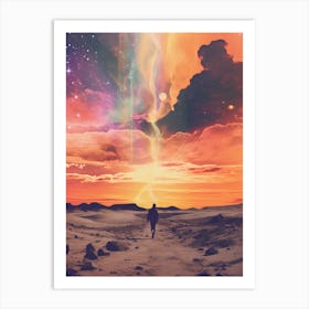 Woman roaming a cosmic desert 7 Art Print