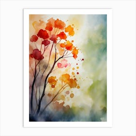 Watercolor Of Autumn Trees 6 Art Print