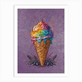 Rainbow Ice Cream Cone 7 Art Print