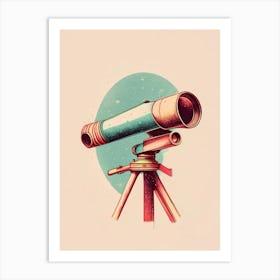 Telescope Vintage Sketch Space Art Print