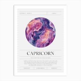 Capricorn Zodiac Sign, Garnet Birthstone Crystal Gem Art Print