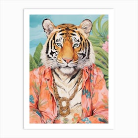 Tiger Illustrations Wearing A Sarong 2 Art Print