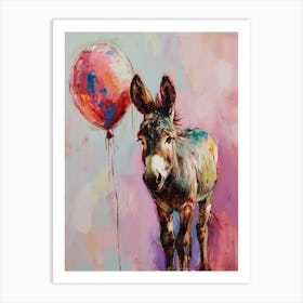 Cute Donkey 4 With Balloon Art Print