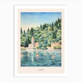 Swimming In Lake Como Italy 3 Watercolour Poster Art Print