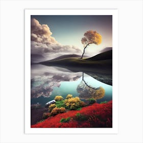 Reflection Of A Tree Art Print