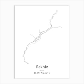 Rakhiv,Ukraine Minimalist Map Art Print