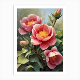 Three Pink Peonies Art Print