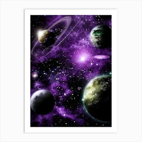 Purple Planets In Space Art Print