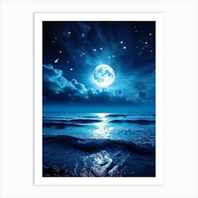 Abstract Dream Astronomy Landscape Celestial Ocean Cloud Halloween Light Moon Full Moon W (34) Art Print