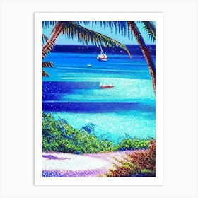 Barbados Pointillism Style Tropical Destination Art Print