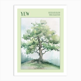 Yew Tree Atmospheric Watercolour Painting 1 Poster Art Print